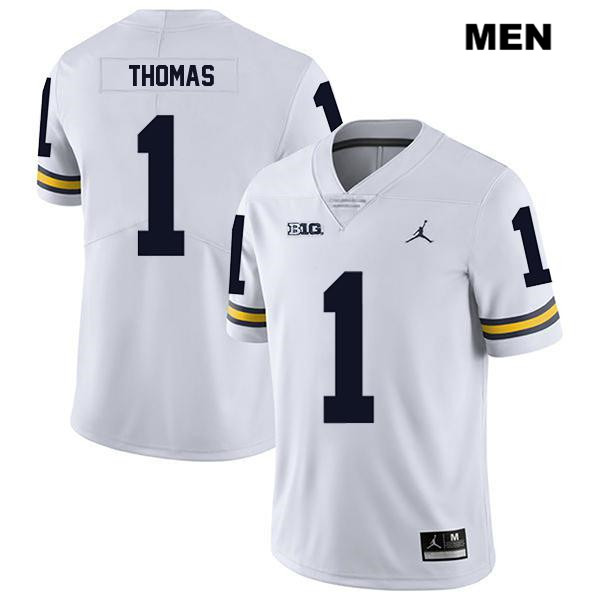 Men's NCAA Michigan Wolverines Ambry Thomas #1 White Jordan Brand Authentic Stitched Legend Football College Jersey XA25T64ZI